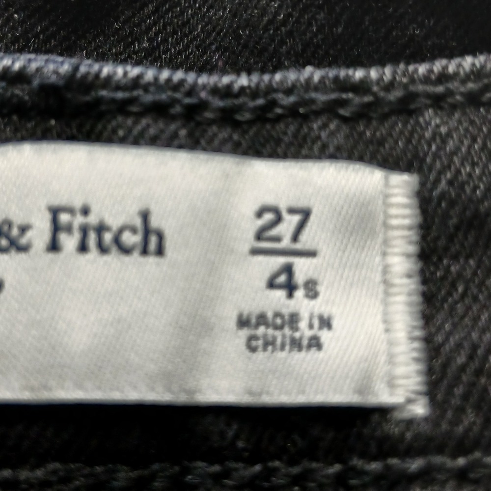 Abercrombie & Fitch Skinny High Rise Jeans Seam Detail Raw Hem Black Size 27/4 - Picture 12 of 16
